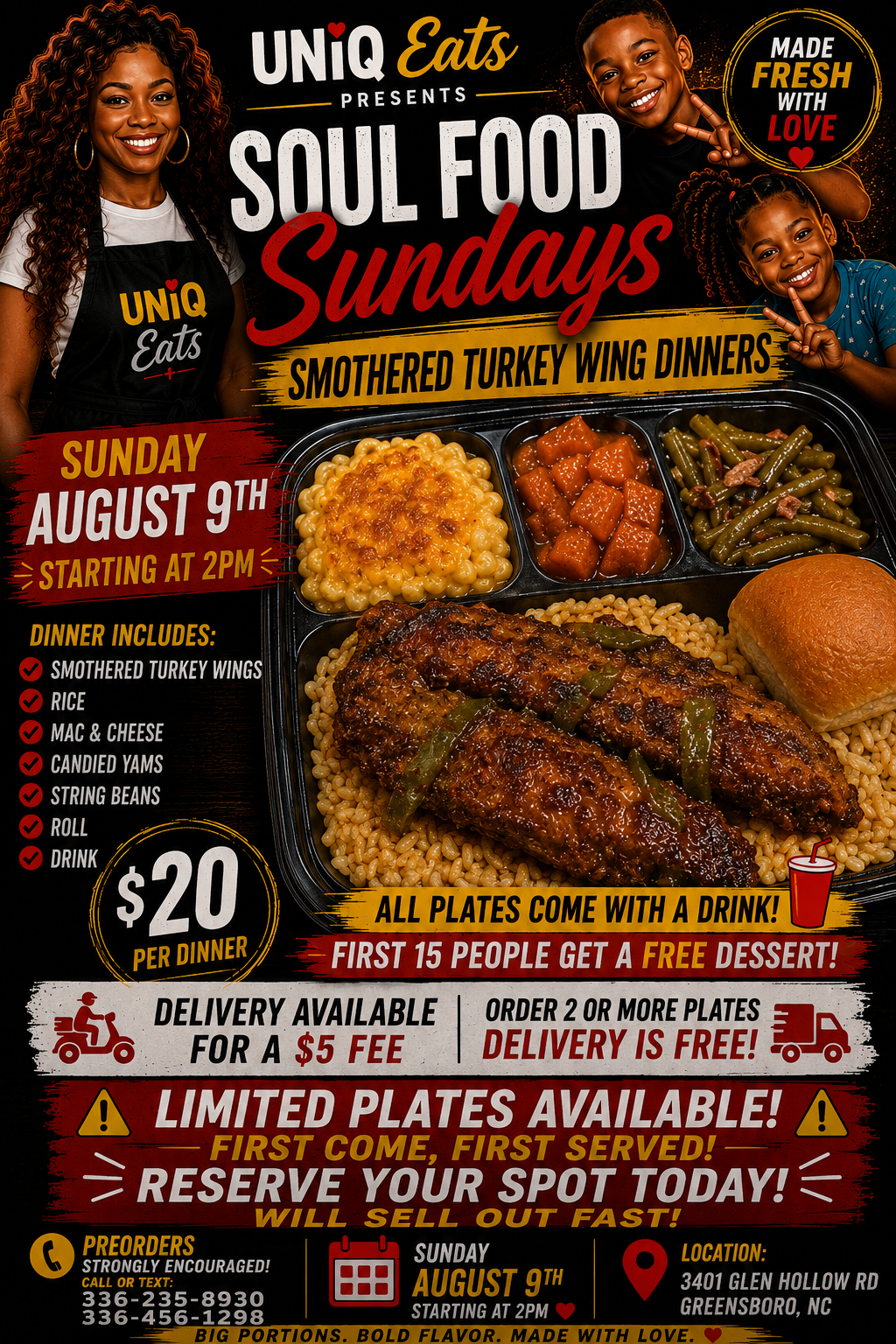 Smothered Turkey Wing Dinner
